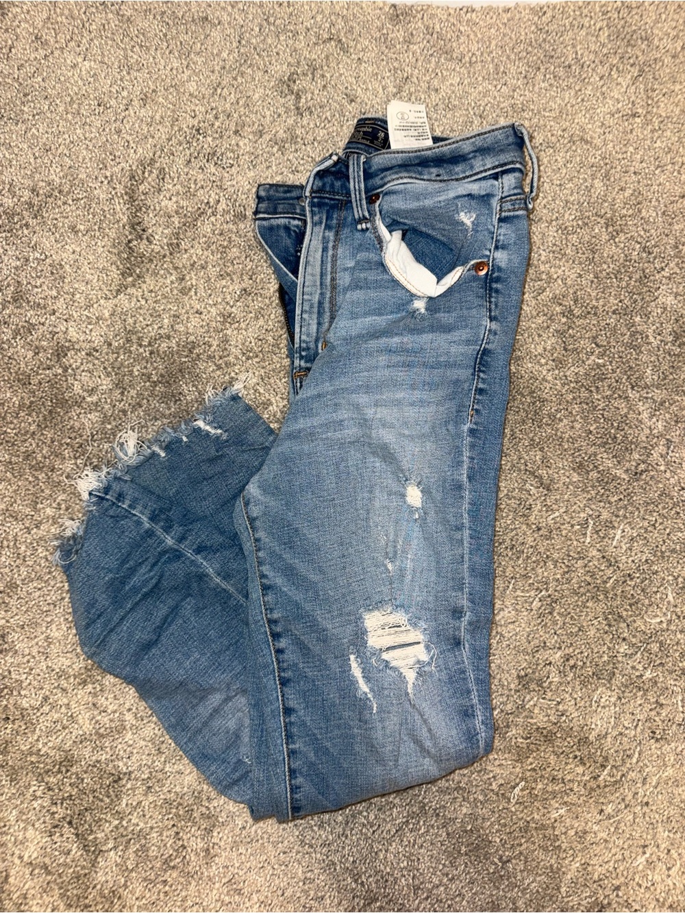 Abercrombie & Fitch Light Blue Distressed Straight Leg Jeans
